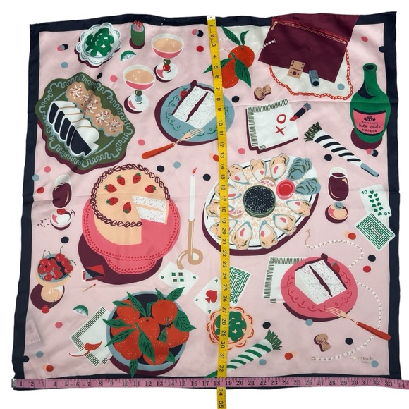 Kate Spade New York Festive Party Silk Square Scarf 34X34 Multi - Picture 3 of 4